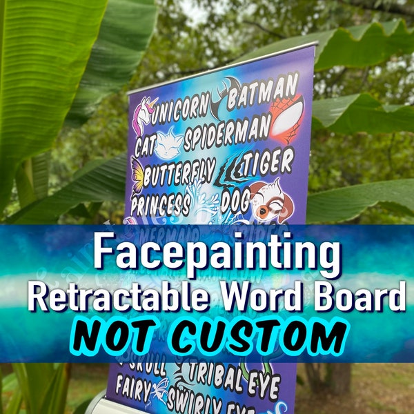 Vinyl Word Board Portable Durable Retractable Tabletop Facepainting Banner 11.5" × 18" Vinyl - 4 Color Choices