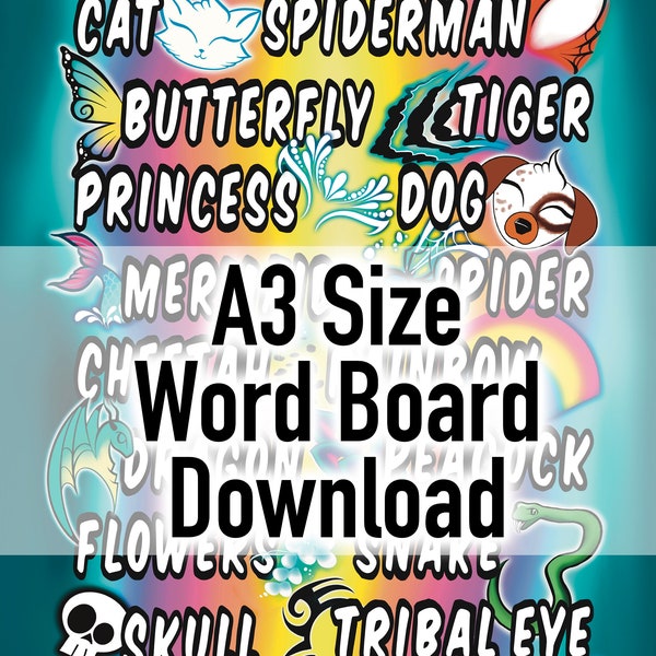 Download - Facepainting Word Board (A3 Poster Size) 11.7 x 16.5 in. You Print