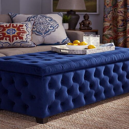 Large Ottoman Box Velvet Upholstered Footstool Blanket Etsy