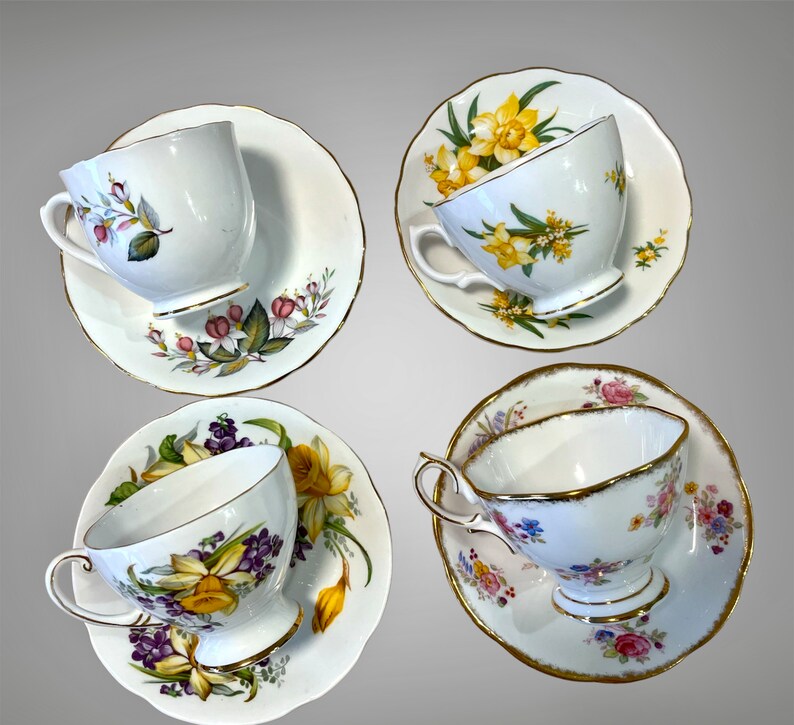 Bulk Lot of 4 Teacups & Saucers Mix and Matched Sets Yellows Etsy Canada