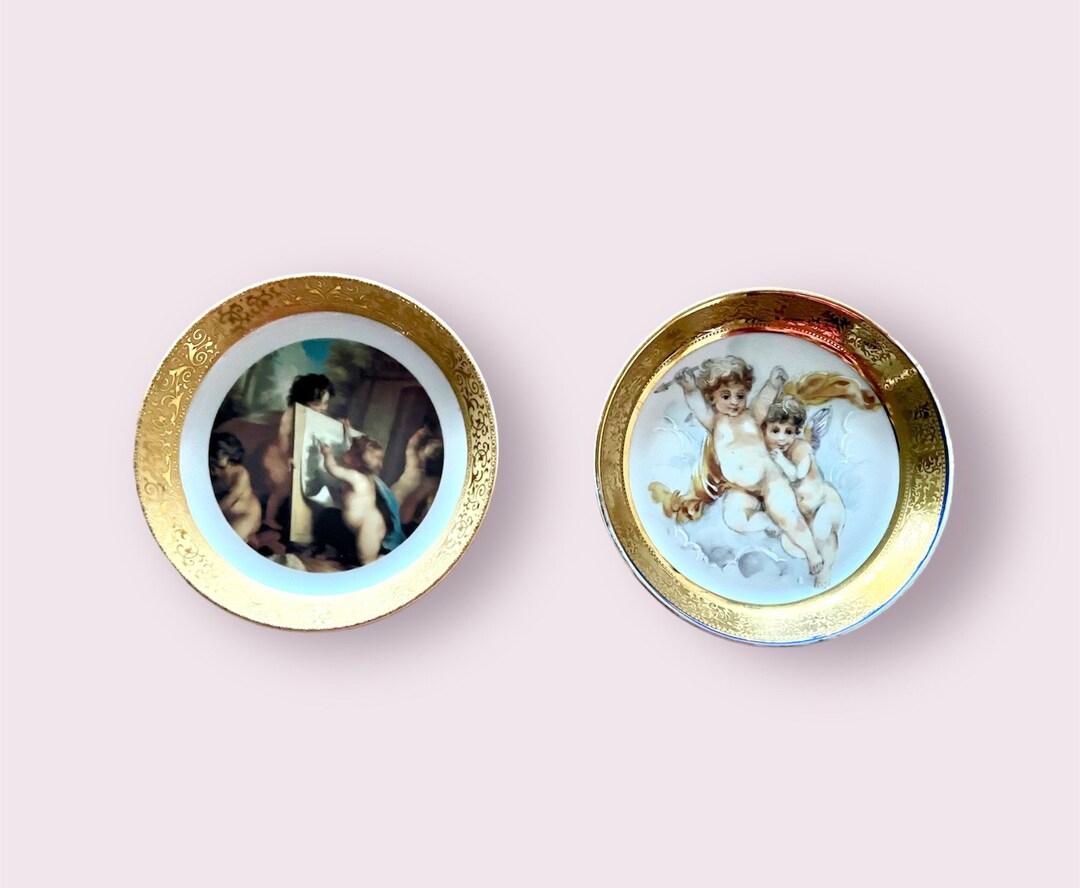 22K Gold Limoges France Miniature Angles Plates, Chunky Cherubs Plates ...