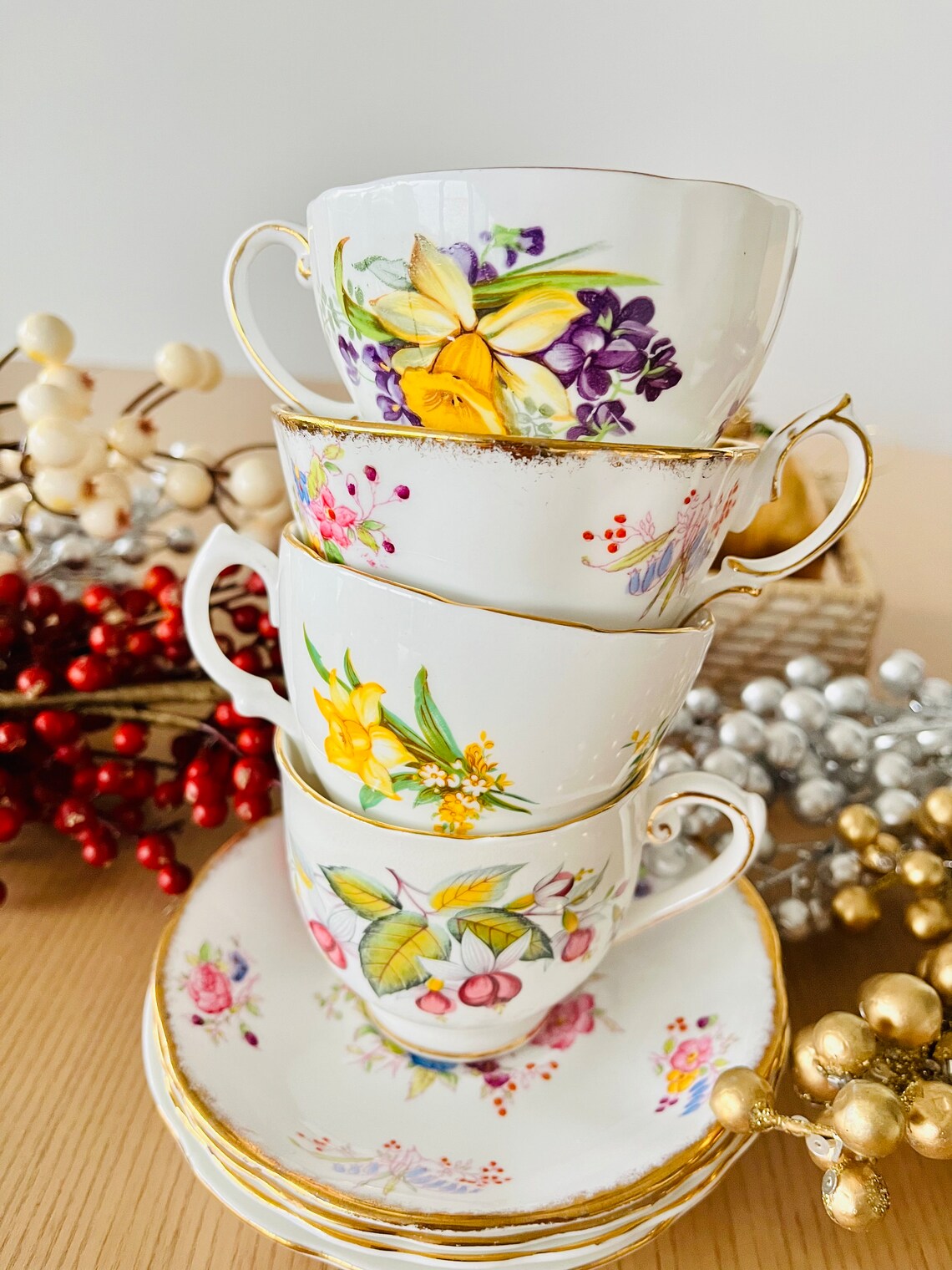 Bulk Lot of 4 Teacups & Saucers Mix and Matched Sets Yellows Etsy Canada