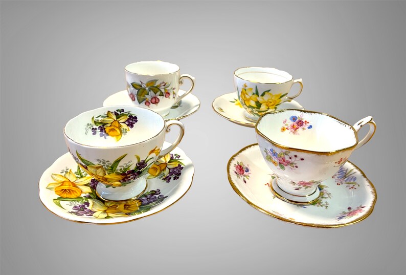 Bulk Lot of 4 Teacups & Saucers Mix and Matched Sets Yellows Etsy Canada