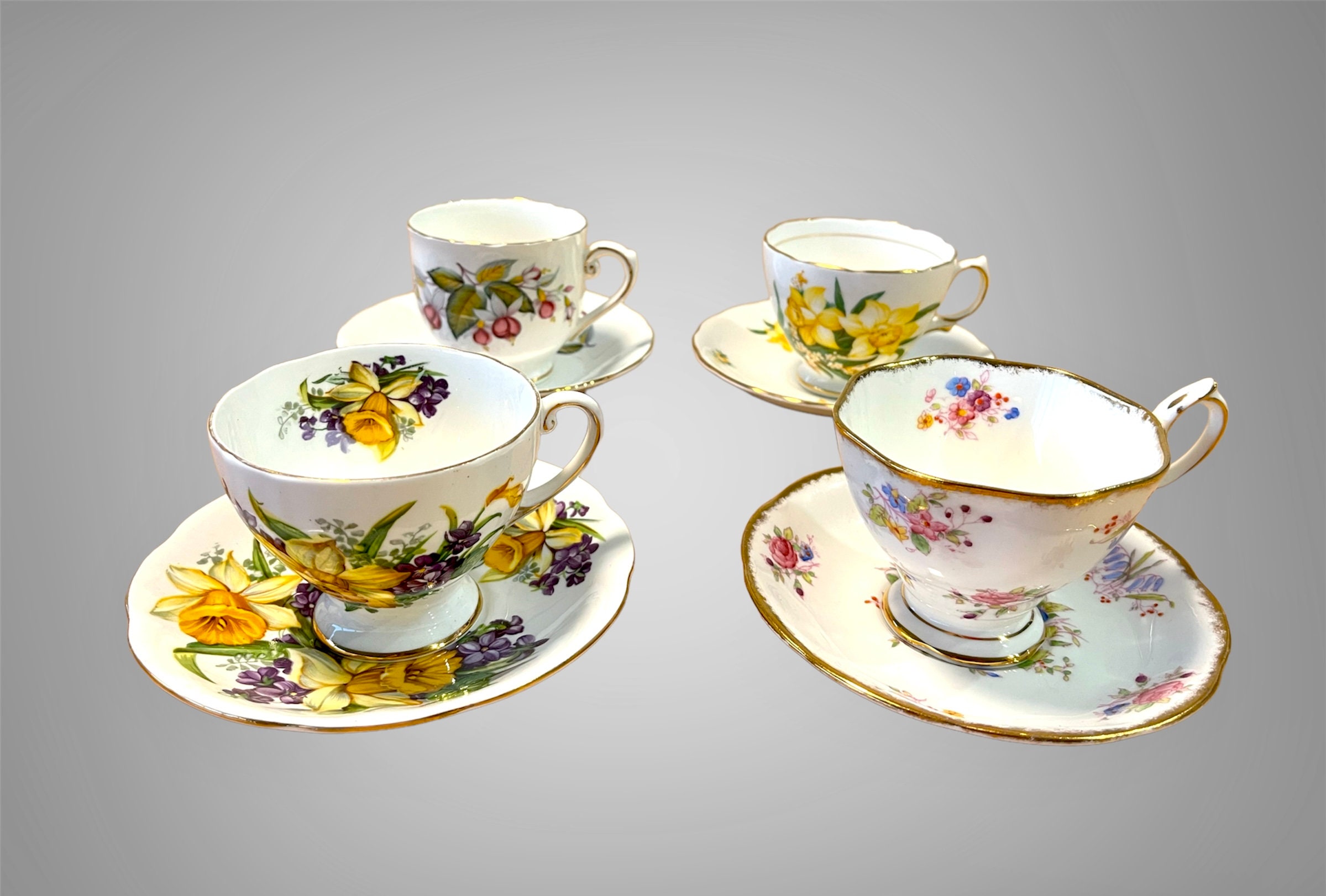 Bulk Lot of 4 Teacups & Saucers Mix and Matched Sets Yellows Etsy Canada