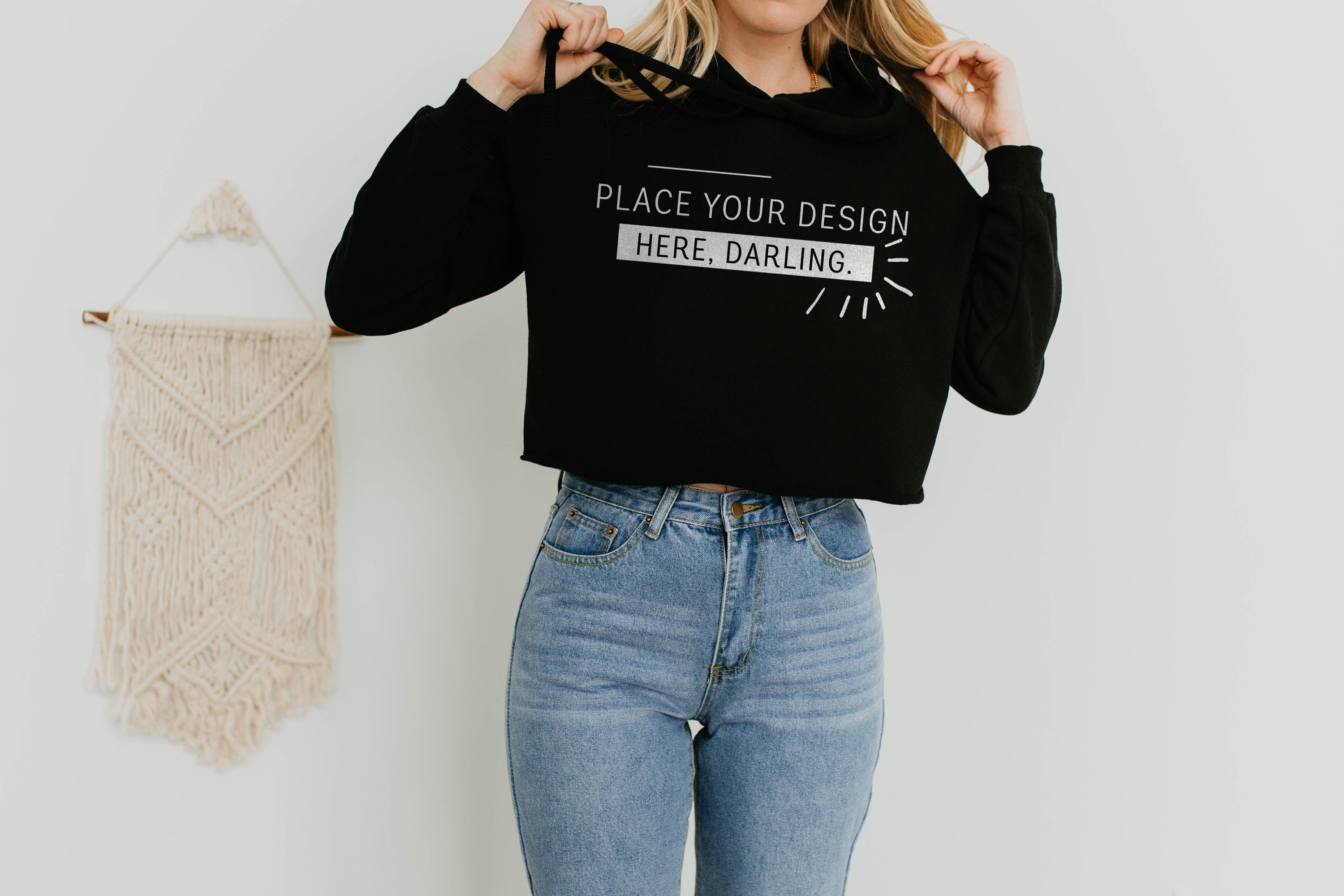 7502 Bella Canvas Black Crop Hoodie Mockup Womens Crop Etsy