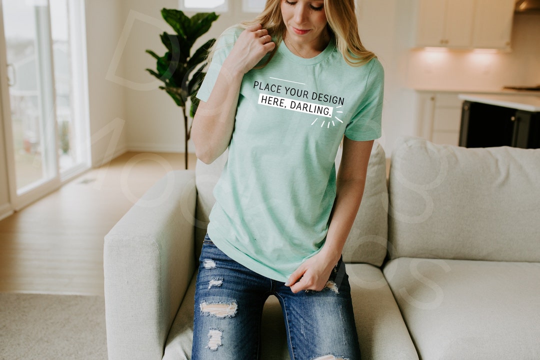 Bella Canvas 3001 Heather Prism Mint T-shirt Mockup Bella - Etsy