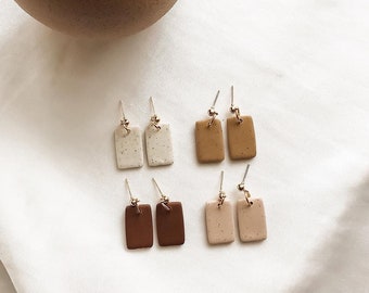 Simple style clay earrings neutral tones lightweight