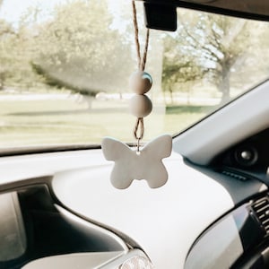 Butterfly beaded car mirror hangers