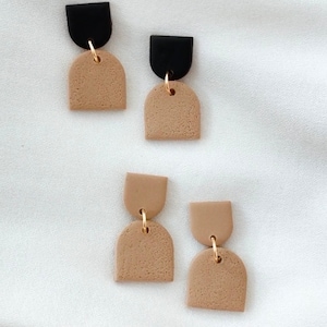 Texturized and matte tan clay earrings