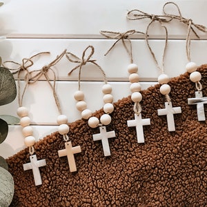 Clay Cross Beaded Car Mirror Hangers, Meaningful Gifts, Inspirational Gifts, Faith Car Charms, Cross Accessories