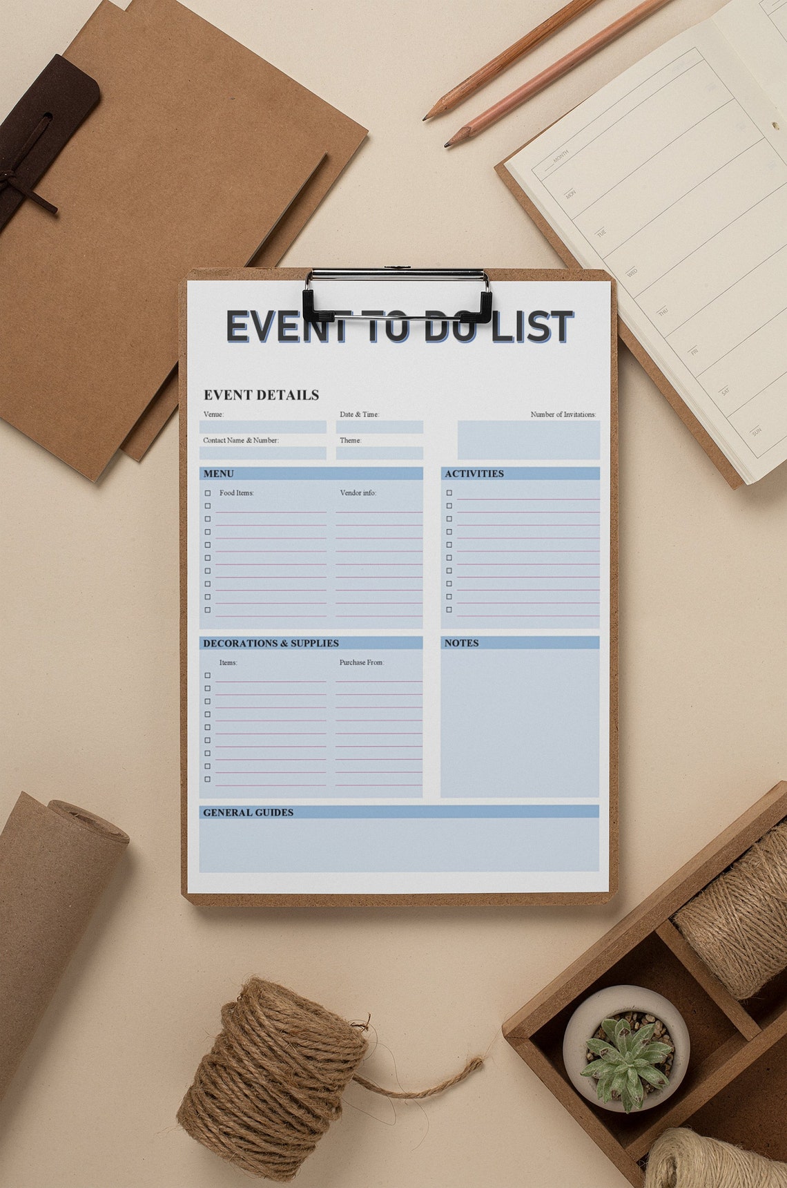 Event To Do List Editable Printable Template Event Planner | Etsy