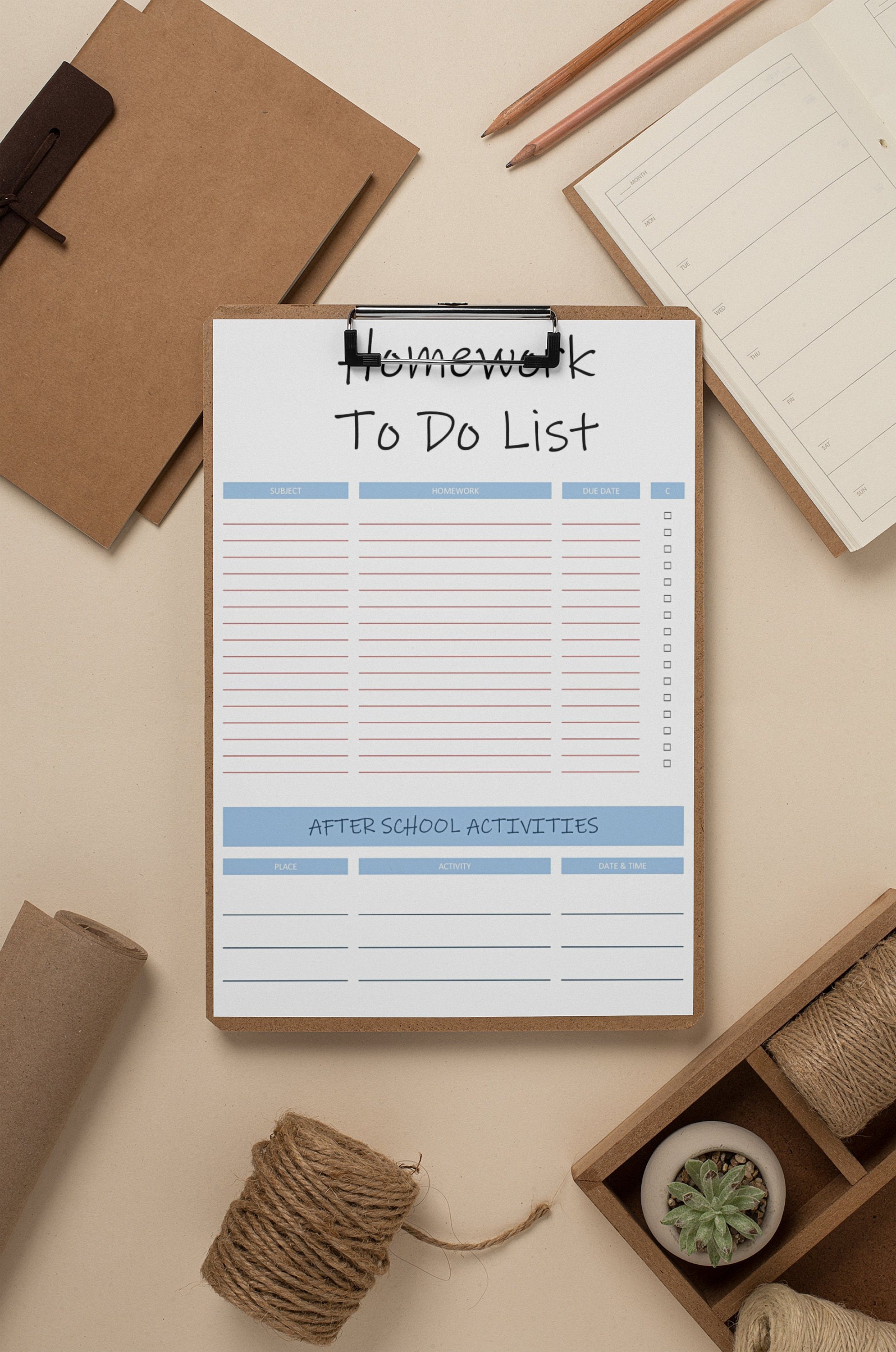 homework to do list template