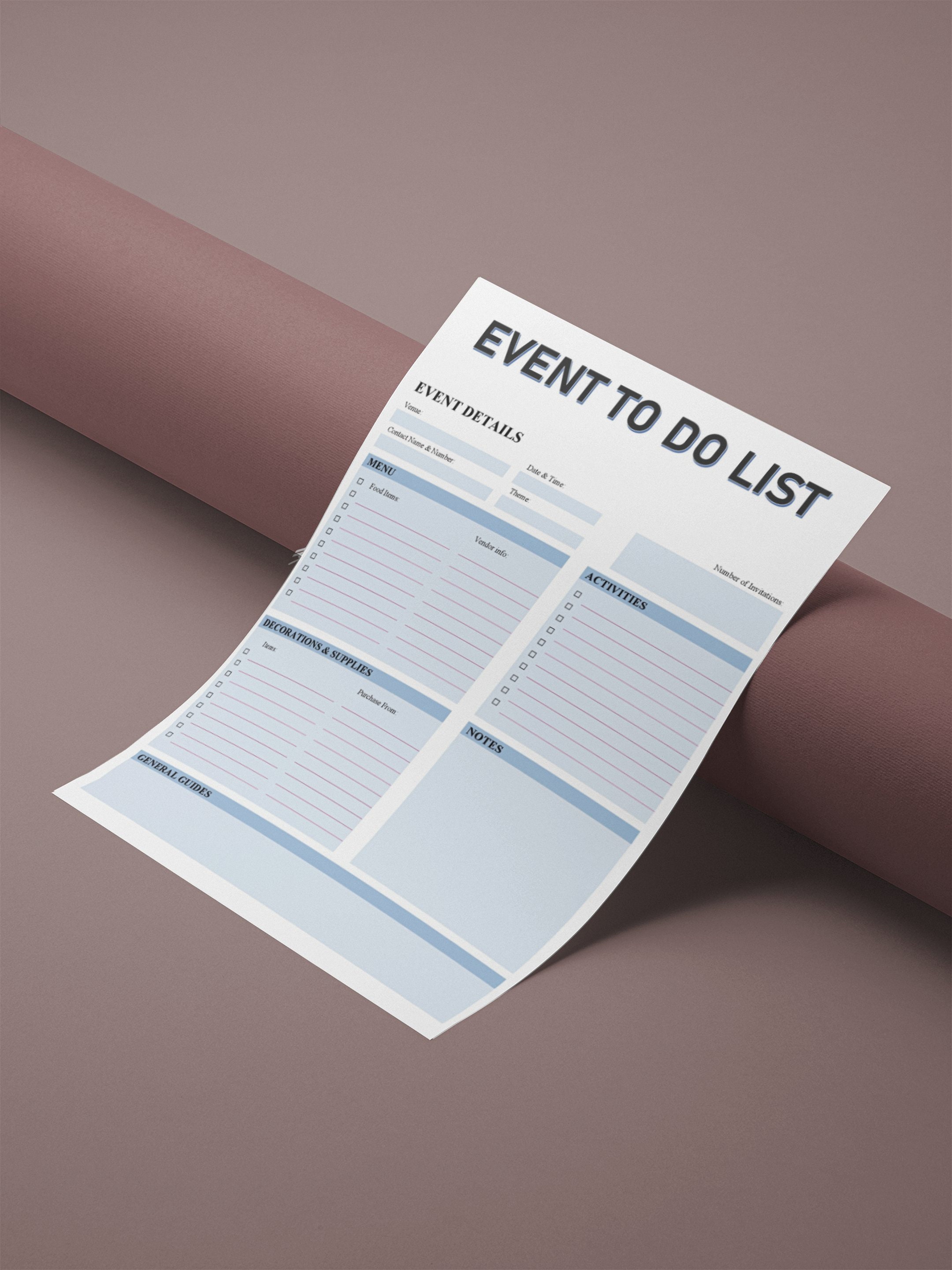 Event To Do List Editable Printable Template Event Planner | Etsy
