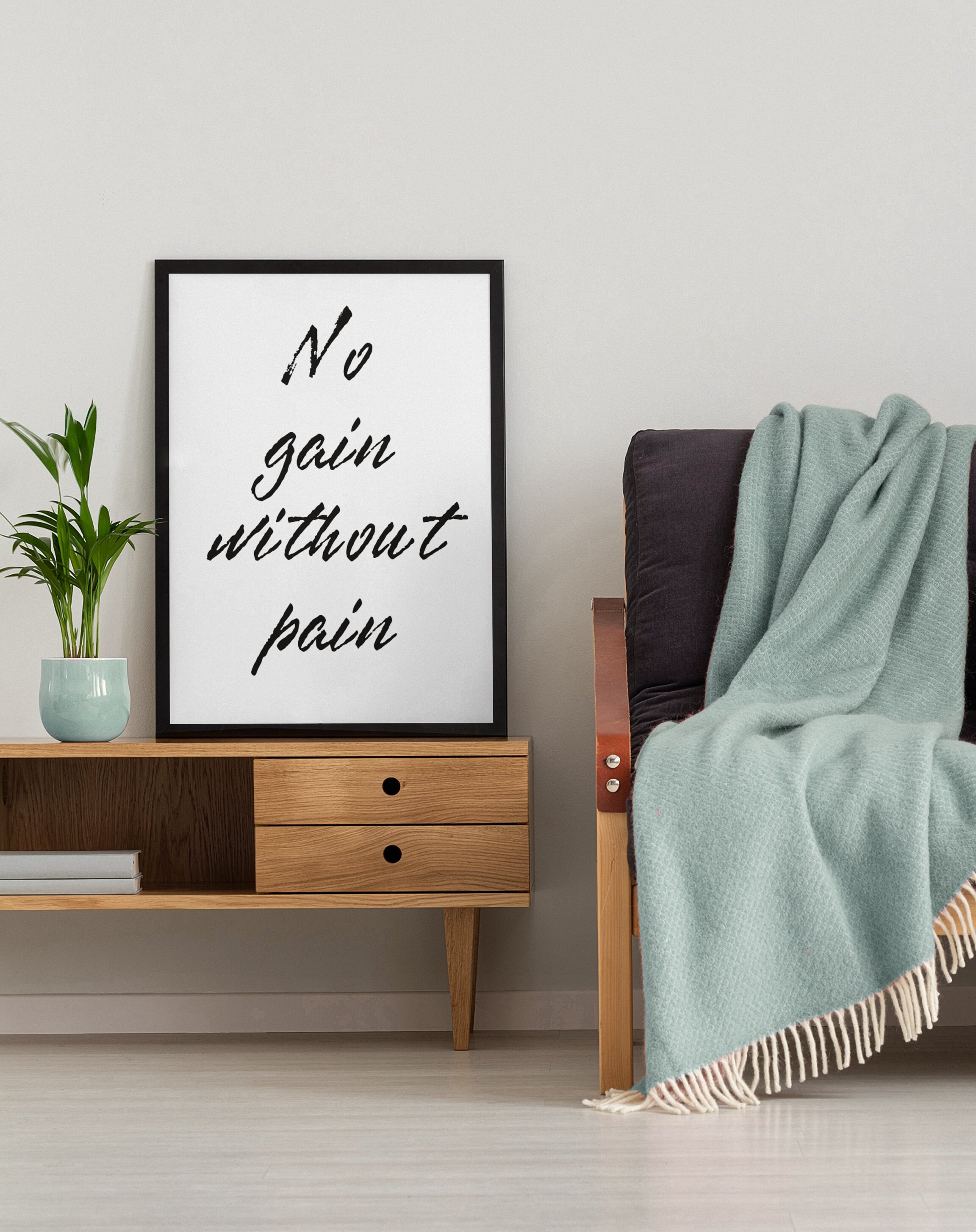 No gain without pain Motivation Poster Inspirational Quote Etsy