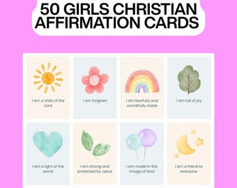 Girls Christian Affirmation Cards: Bible Verse Printables (Digital Download)