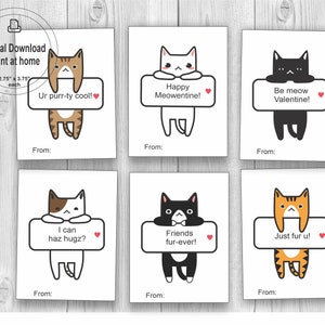 Printable Cat Valentine&#39;s Cards for Kids