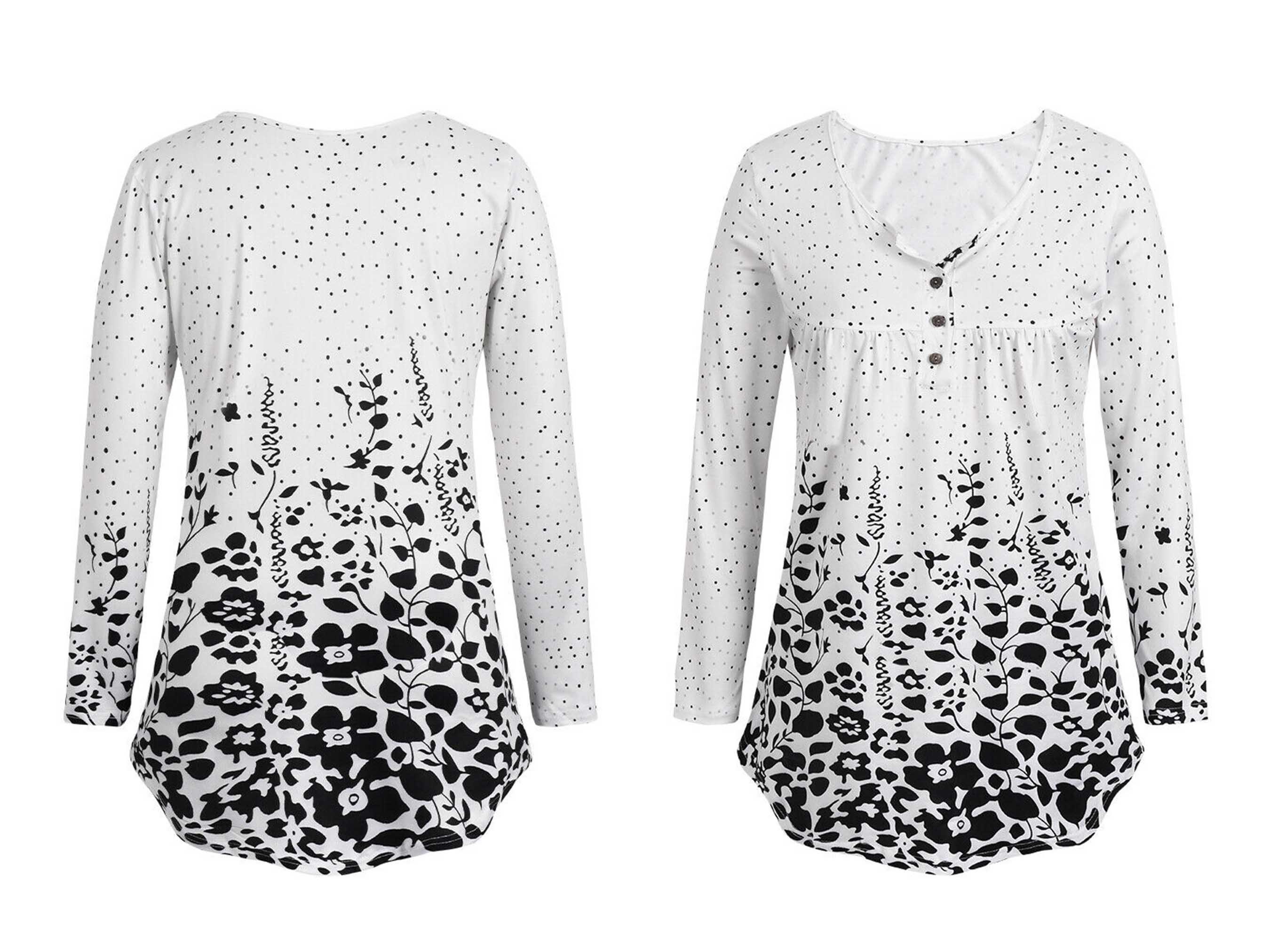 Plus Size Women Floral Long Sleeve Tunic Tops Ladies Casual Etsy