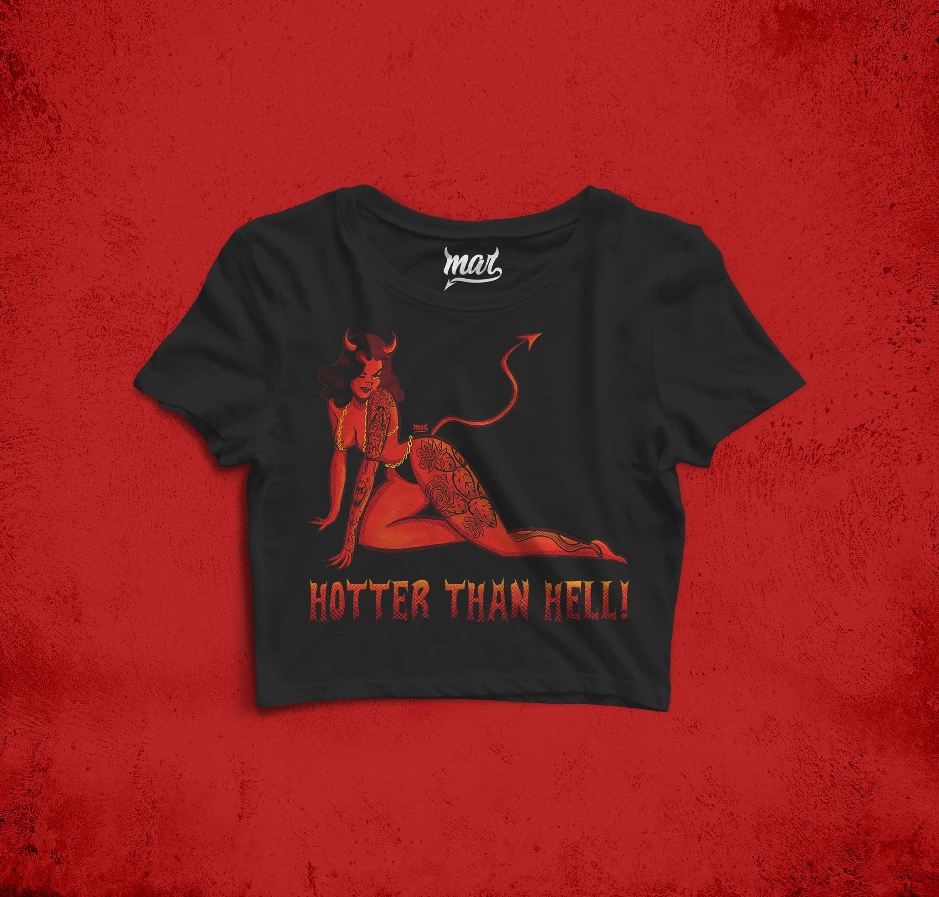 Hotter Than Hell - Crop Top, Casual Top, Tee, T-shirt, Crop