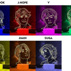 BTS Face Sketch LED Night Light Jungkook Jimin Jin RM V Suga J-hope