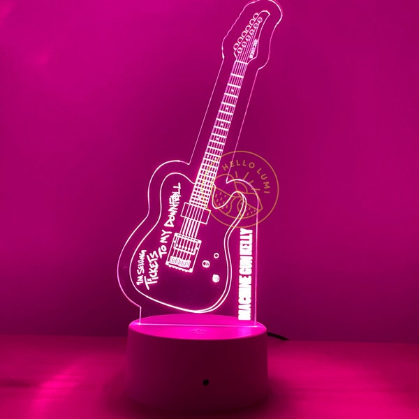 Machine Gun Kelly Pink Guitar Billets pour ma chute LED Night Light