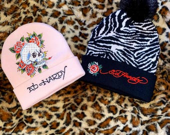 Ed Hardy Beanie Hat Y2K Tattoo Graphic Streetwear 2000s Fashion