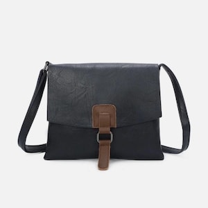 Damen Vegan Leder Satchel Crossbody Tasche | Damen Umhängetasche| Bote | Reisetaschen Uni Tasche - Schwarz