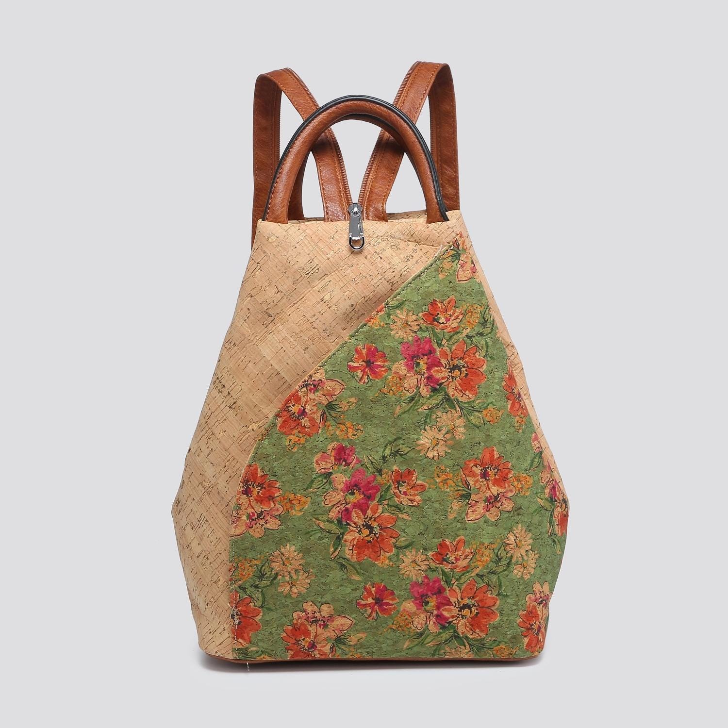 Natural Cork Backpack Womens Mixed Boho Print Eco-Friendly Earthy Bag Natural Cork Backpack - Etsy main image 3