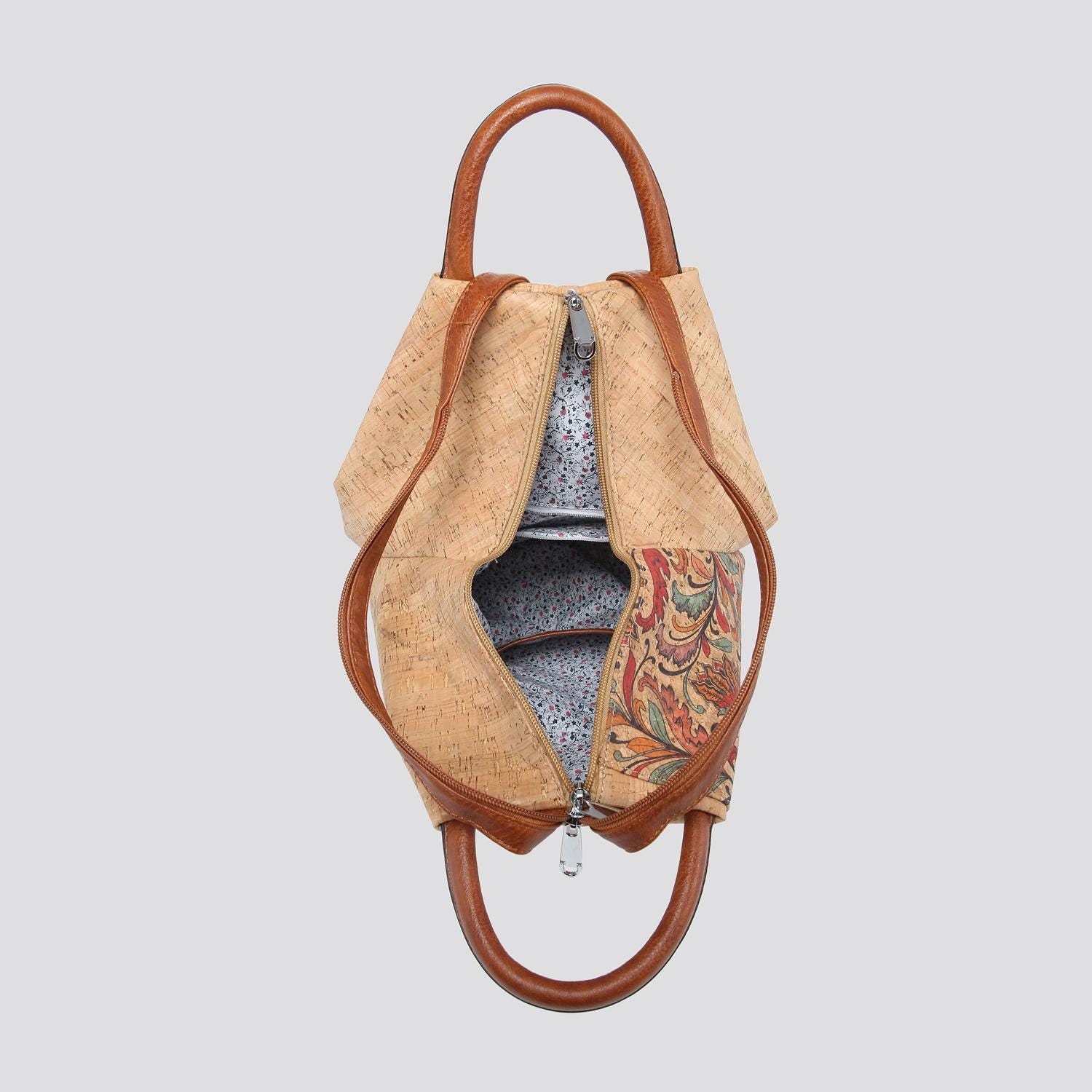 Natural Cork Backpack Womens Mixed Boho Print Eco-Friendly Earthy Bag Vegan Cork Backpack, Sustainable Boho Bag, Natural Beige - Etsy main image 3