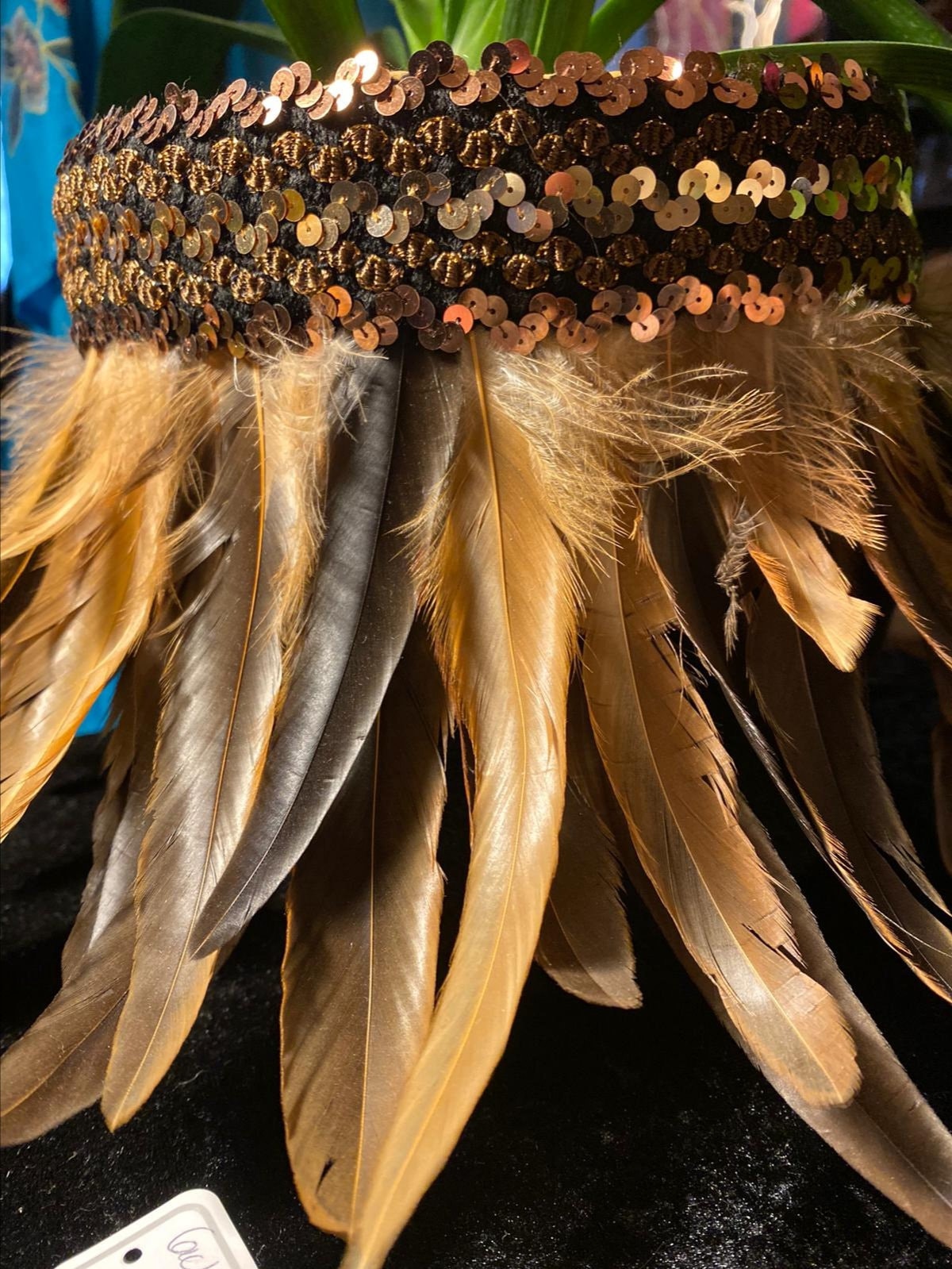 Cache Pot Raphia , Plumes et Paillettes