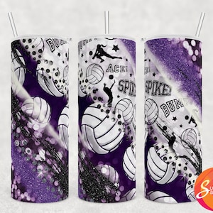 Design de copo de vôlei, copo de sublimação para menina, presente de treinador de vôlei para ela, copo fino de 20 oz, presente de dia das mães para mulher