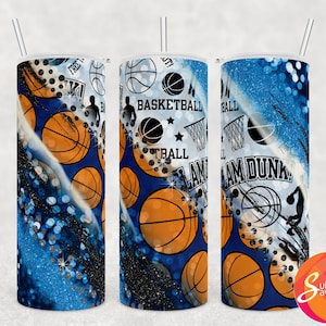 Téléchargement de gobelet de sublimation de basket-ball, emballage de gobelet de basket-ball, conception de 20 oz, cadeau d'anniversaire bricolage pour fils, cadeau d'appréciation de l'entraîneur féminin