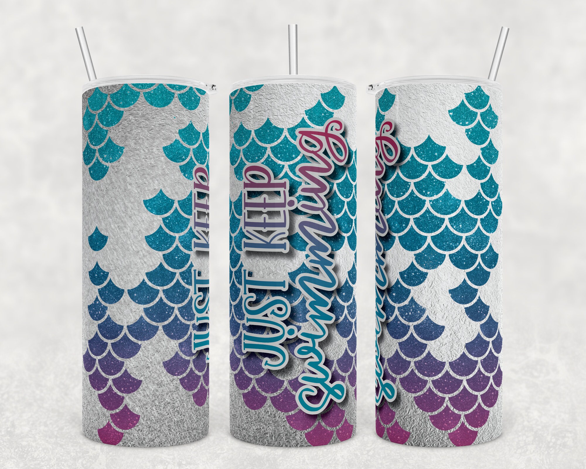 Mermaid Glitter Tumbler design wrap for sublimation tumbler Etsy