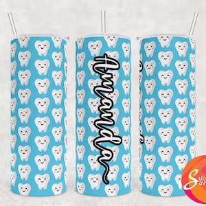 Zahnarzt Sublimation Design für 20 oz Skinny Tumbler, Tumbler Wrap für Frau, Zahn diy Geschenk für ihn, anpassbare Tumbler Wrap für Freundin