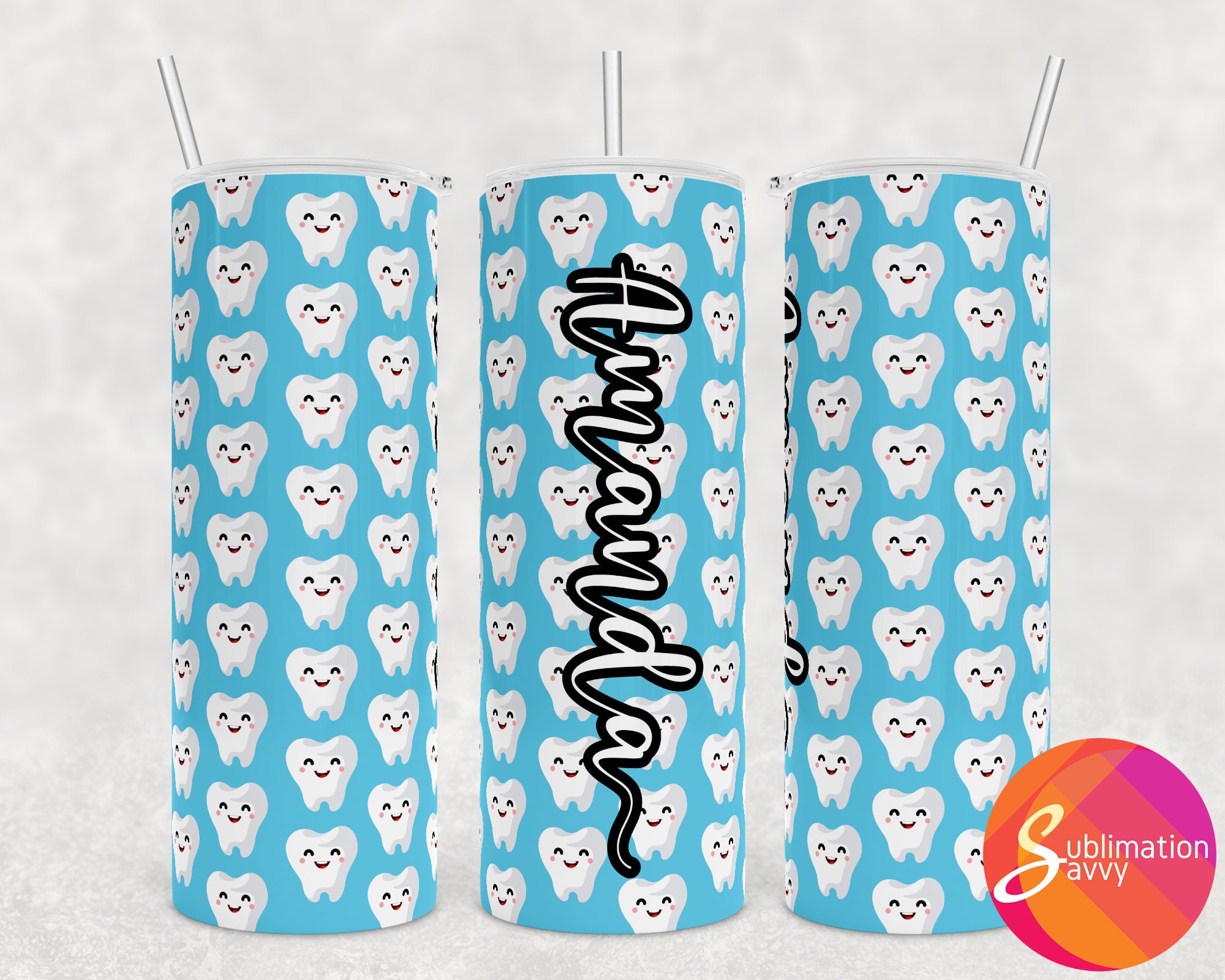 Dentist Sublimation Design for 20 Oz Skinny Tumbler, Tumbler Wrap
