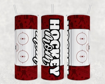 Diseño de vaso de sublimación de 20 oz de mamá de hockey, vaso de hockey, vaso de sublimación, vaso delgado de 20 oz, hockey png