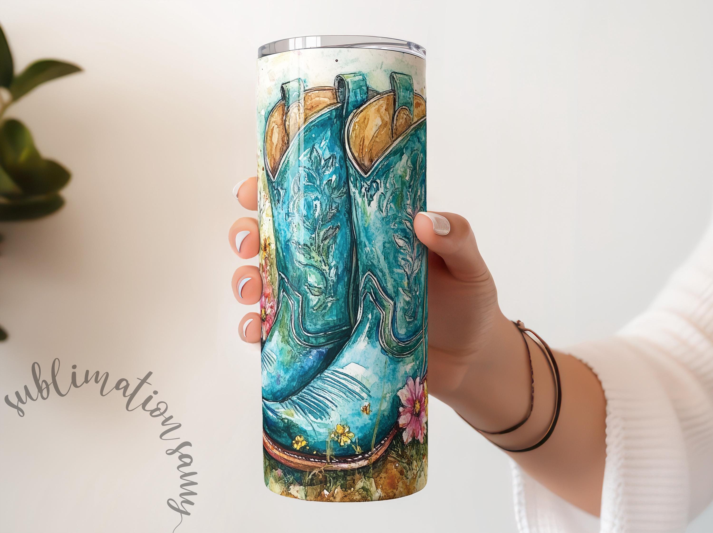 Retro Western Tumbler Wrap, 20 Oz Skinny Sublimation Tumbler Design ...