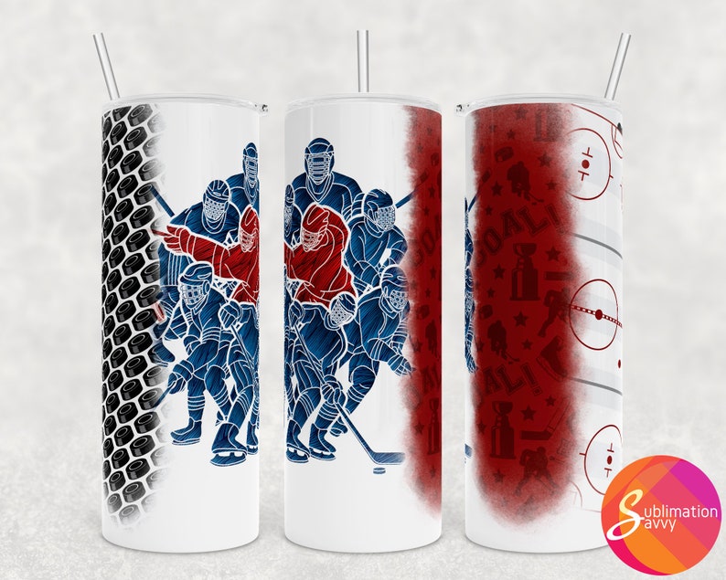 Hockey Tumbler Sublimation 20 Oz Skinny Straight Design Etsy