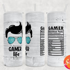 Conceptions de gobelet de sublimation pour les hommes, wrap de gobelet de Noël pour lui, gamer png pour gobelet de 20 oz, valeurs nutritives, téléchargement de gobelet pour lui