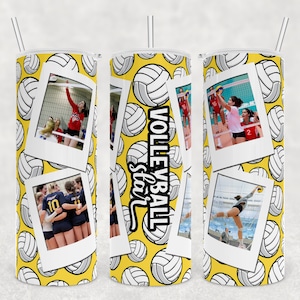 picture tumbler design, volleyball sublimation wrap, 20 oz skinny tumbler, mothers day gift, easter gift for tween, customizable tumbler