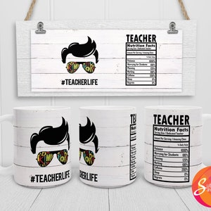 Lehrer Sublimationsdesign für 15 Unzen Cricut Becher, Nährangaben Kaffeetasse Dateien, Lehrer Design für diy Danke Geschenk für Mann, png