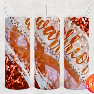 20 oz skinny tumbler sublimation design, leukemia cancer awareness, cancer tumbler wrap for her, orange cancer ribbon, diy gift for woman