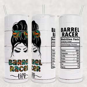 Barrel Racing Becherverpackung, Sublimationsdesign für 20 Unzen Becher, Rodeo Becherverpackung DIY Geschenk für Frau, Nährwertangaben für Schwester