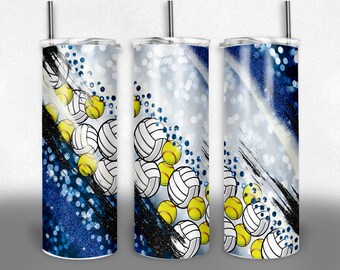 Volleyball tumbler design, softball sublimation tumbler for girl, coach gift for her, 20 oz skinny tumbler, multisport tumbler wrap
