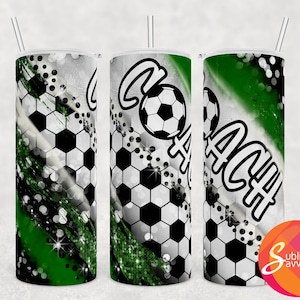 Soccer sublimation tumbler, tumbler wrap for coach, soccer tumbler design, 20 oz skinny straight wrap, coach appreciation gift for him