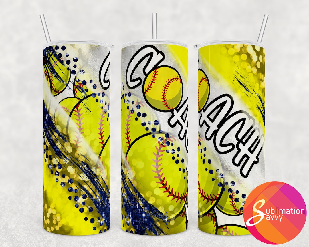 Softball Sublimation Tumbler, Tumbler Wrap for Coach, Softball Tumbler