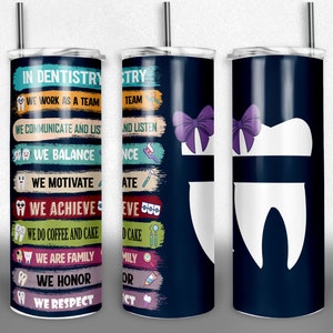 Zahnarzt Sublimationsdesign für 20 Unzen dünner Becher, Becherverpackung für Zahnarztpraxis, zahnmedizinisches diy Geschenk für ihn, anpassbarer Becher png