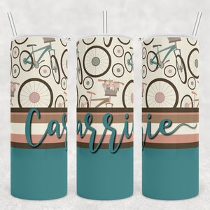 Conception de sublimation de bicyclette pour le tumbler, enveloppement de tumbler pour la femme, tumbler personnalisable 20 oz conception maigre, cadeau d’anniversaire de diy pour la fille, png
