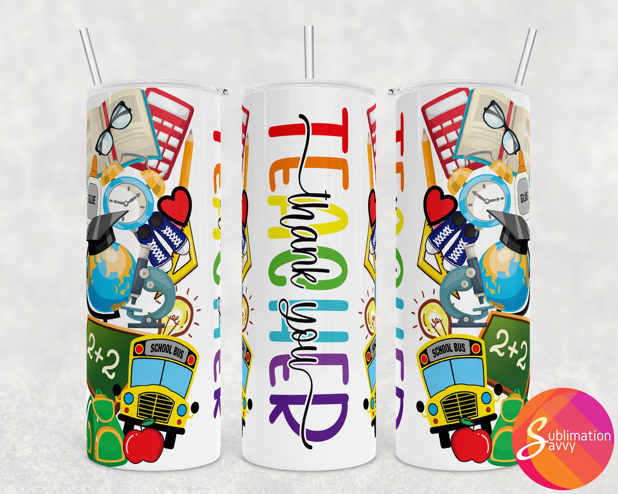 Teacher Appreciation Sublimation Tumbler Designs for 20 Oz Etsy