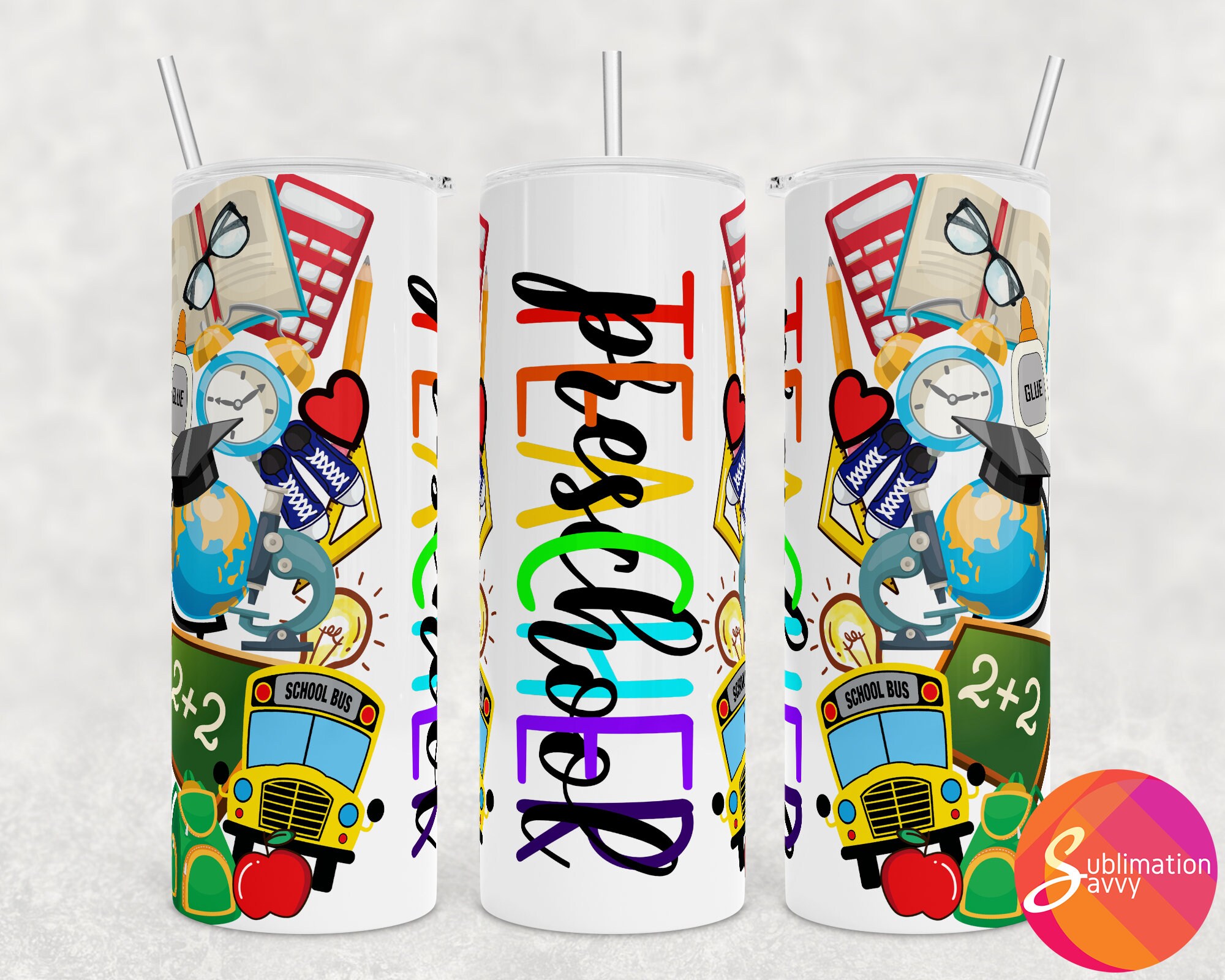 Teacher Sublimation Tumbler Designs for 20 Oz Tumbler Wrap Etsy