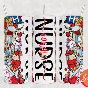 Krankenschwester Sublimation Becher Designs für 20 Oz Becher wickeln, Herz Krankenschwester Geburtstagsgeschenk für Freund, Becher wickeln digitalen Download für Schwester